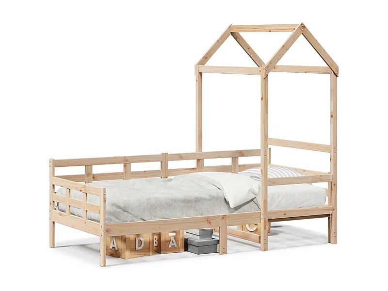 Cama com telhado 80x200 cm madeira de pinho maciça PT385813