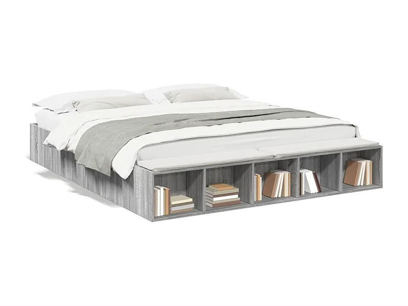 Lit double sonoma gris 200x200 cm bois d'ingénierie FR30492