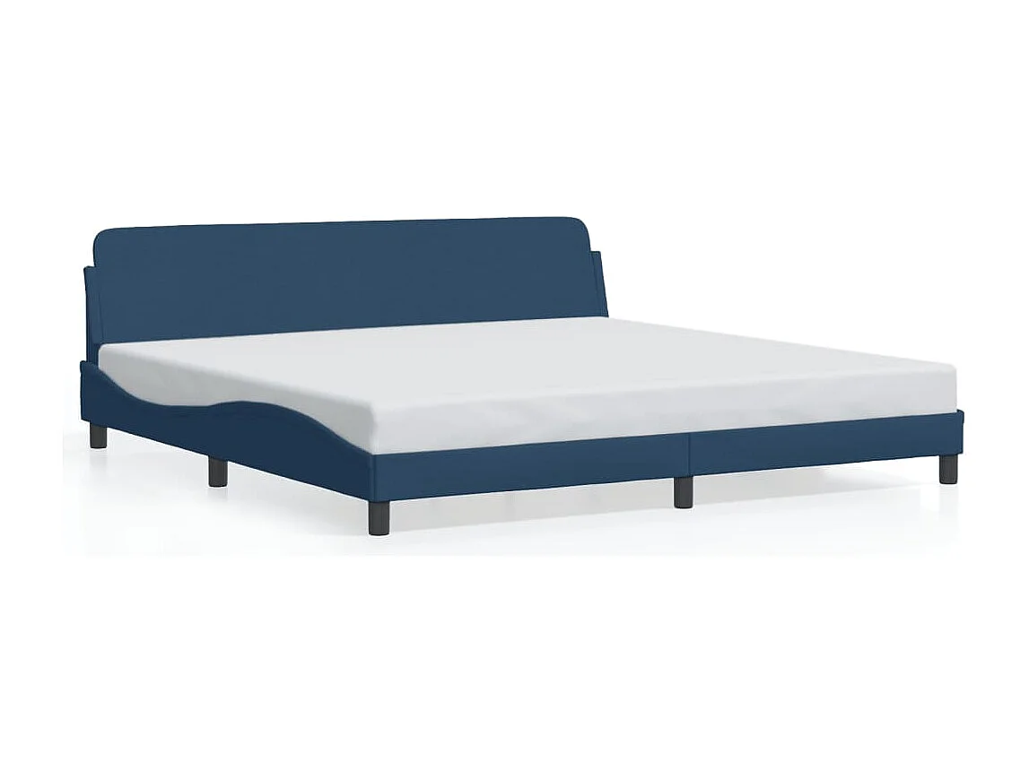 Cama com cabeceira 200x200 cm tecido azul PT329371