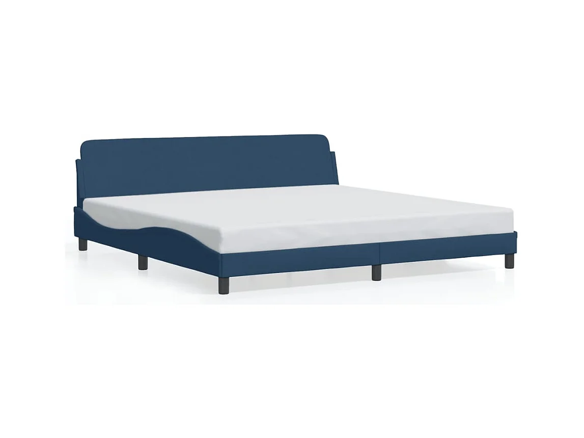 Lit double + tête de lit Bleu 200 x 200 cm Tissu FR41422