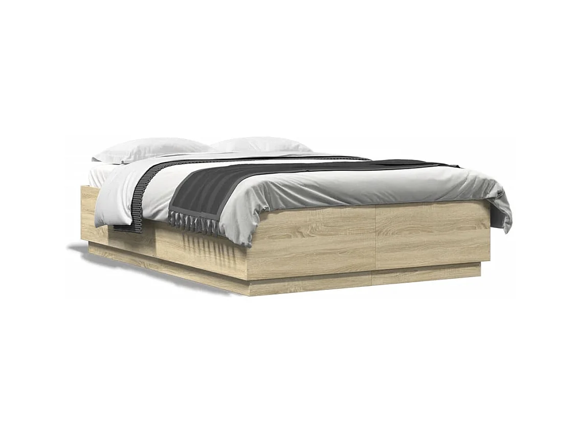 Lit double chêne sonoma 140x200 cm bois d'ingénierie FR54016