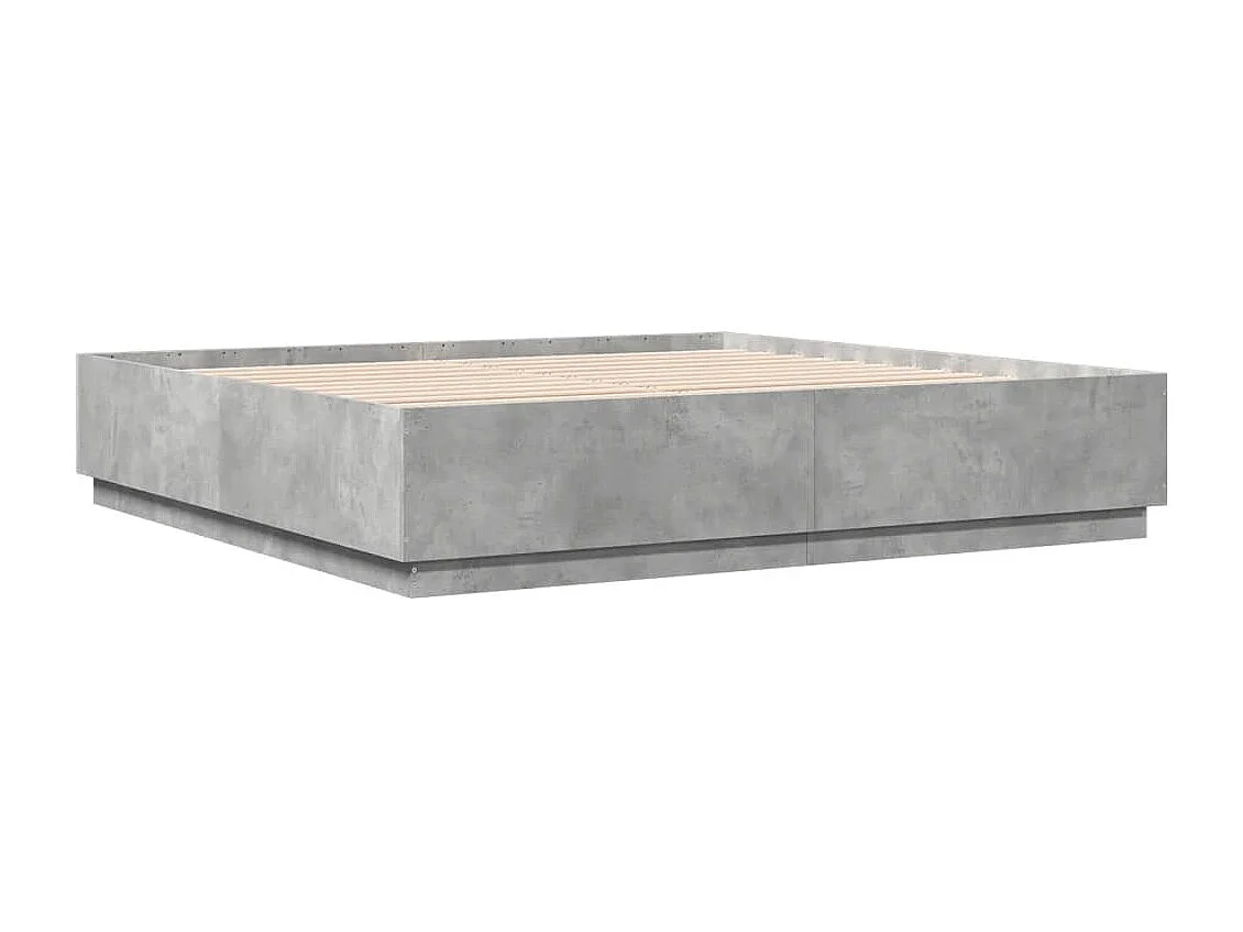 Bedframe bewerkt hout betongrijs 200x200 cm BE423886