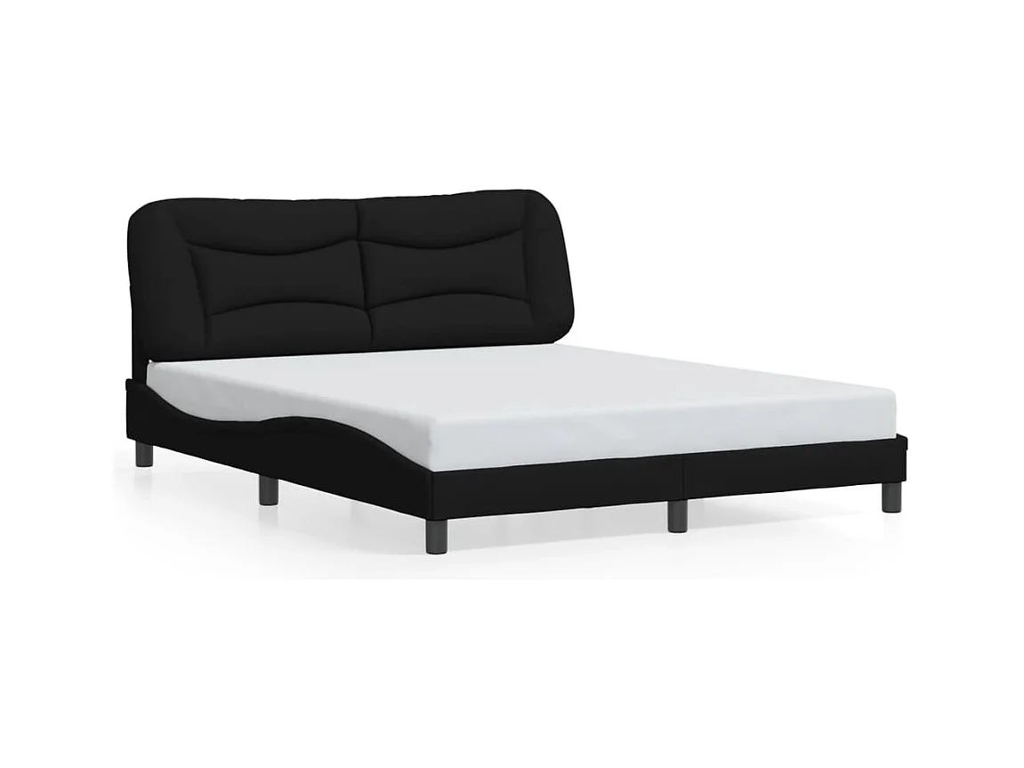 Lit double avec lumières LED noir 160x200 cm tissu FR93859