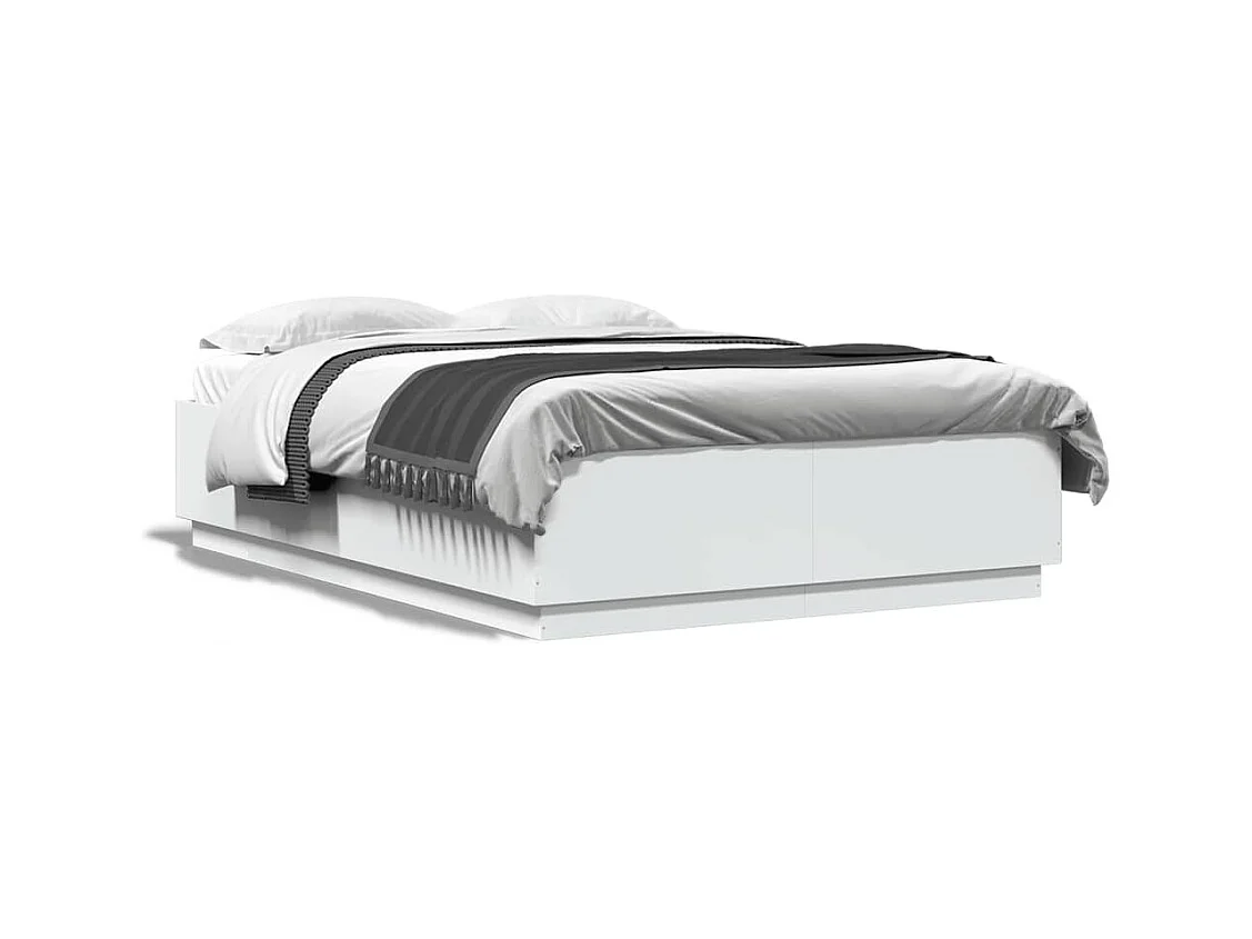 Lit double blanc 140x200 cm bois d'ingénierie FR68190