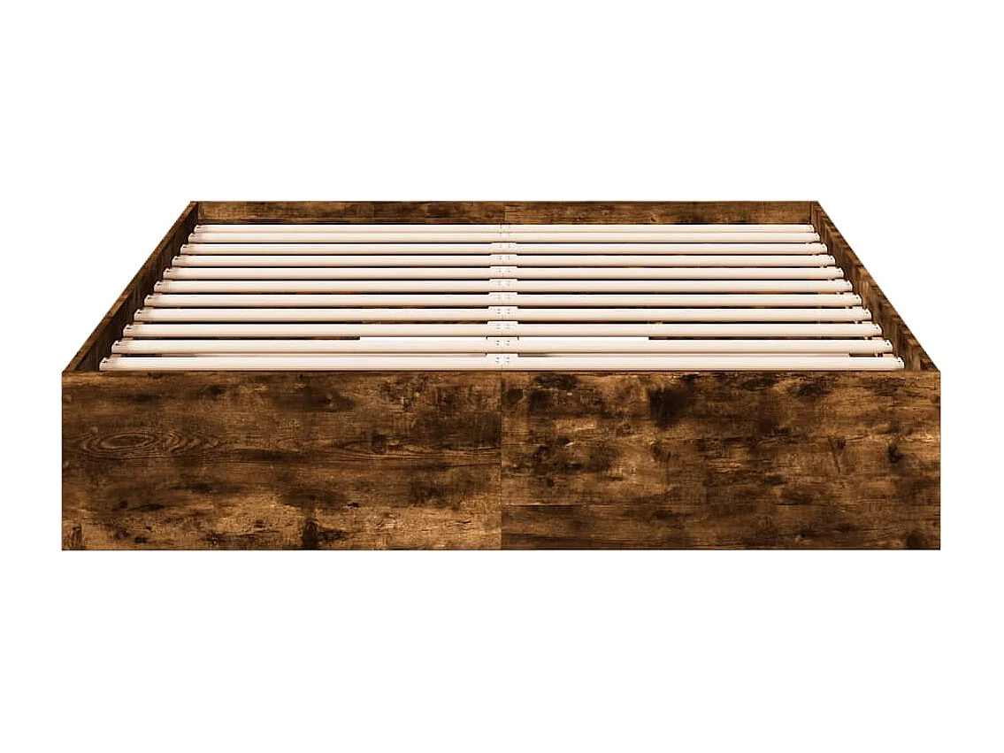 Lit double à tiroirs chêne fumé 135x190 cm bois d'ingénierie FR48904