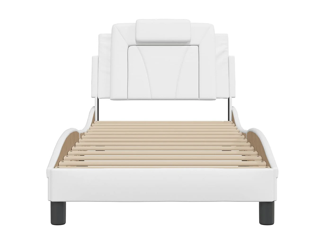 Cama c/ cabeceira couro artificial 80x200cm branco PT376443