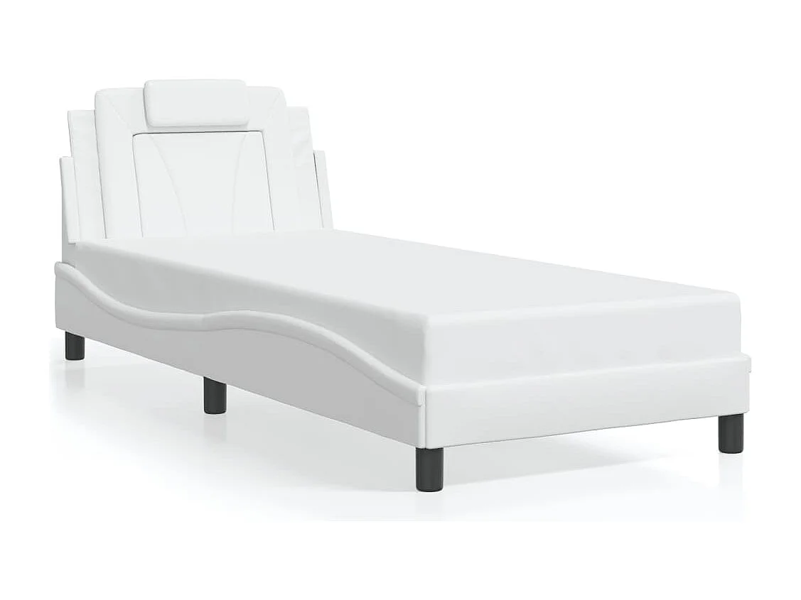 Lit simple + tête de lit Blanc 80x200 cm Similicuir FR33604