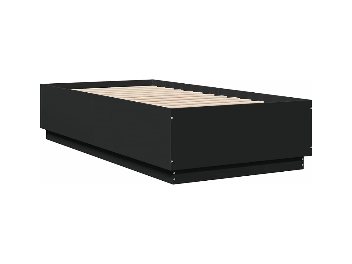 Cama individual- 90x190 cm madera de ingeniería negra ES301147