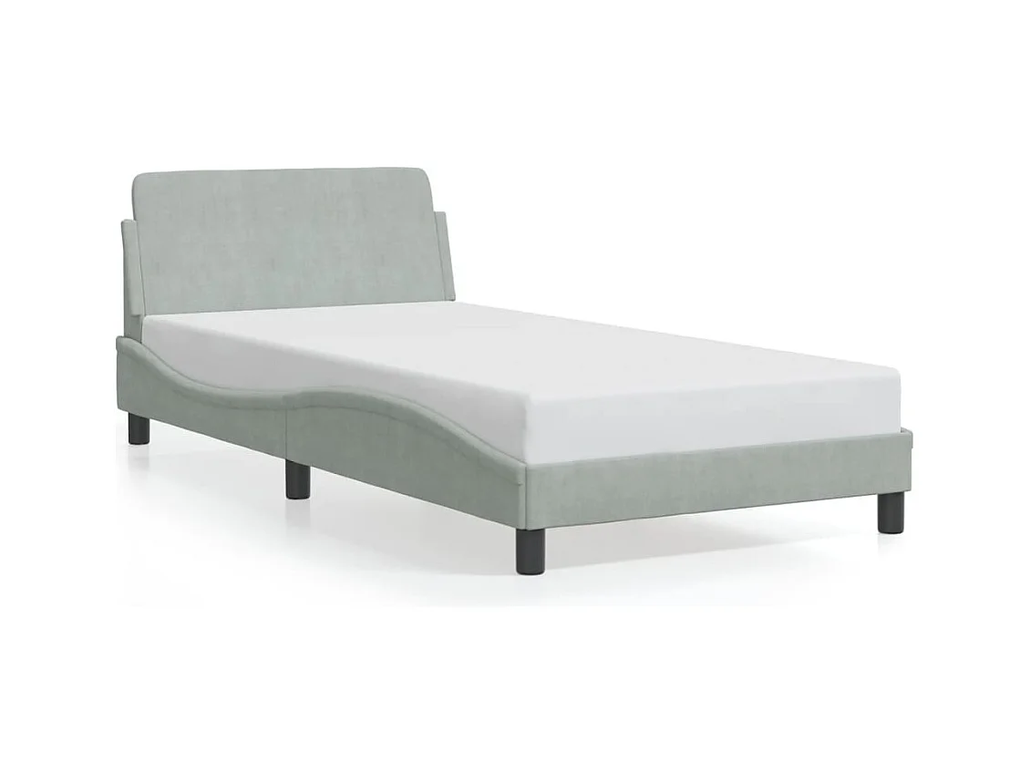 Bedframe met hoofdeinde fluweel lichtgrijs 100x200 cm BE159798
