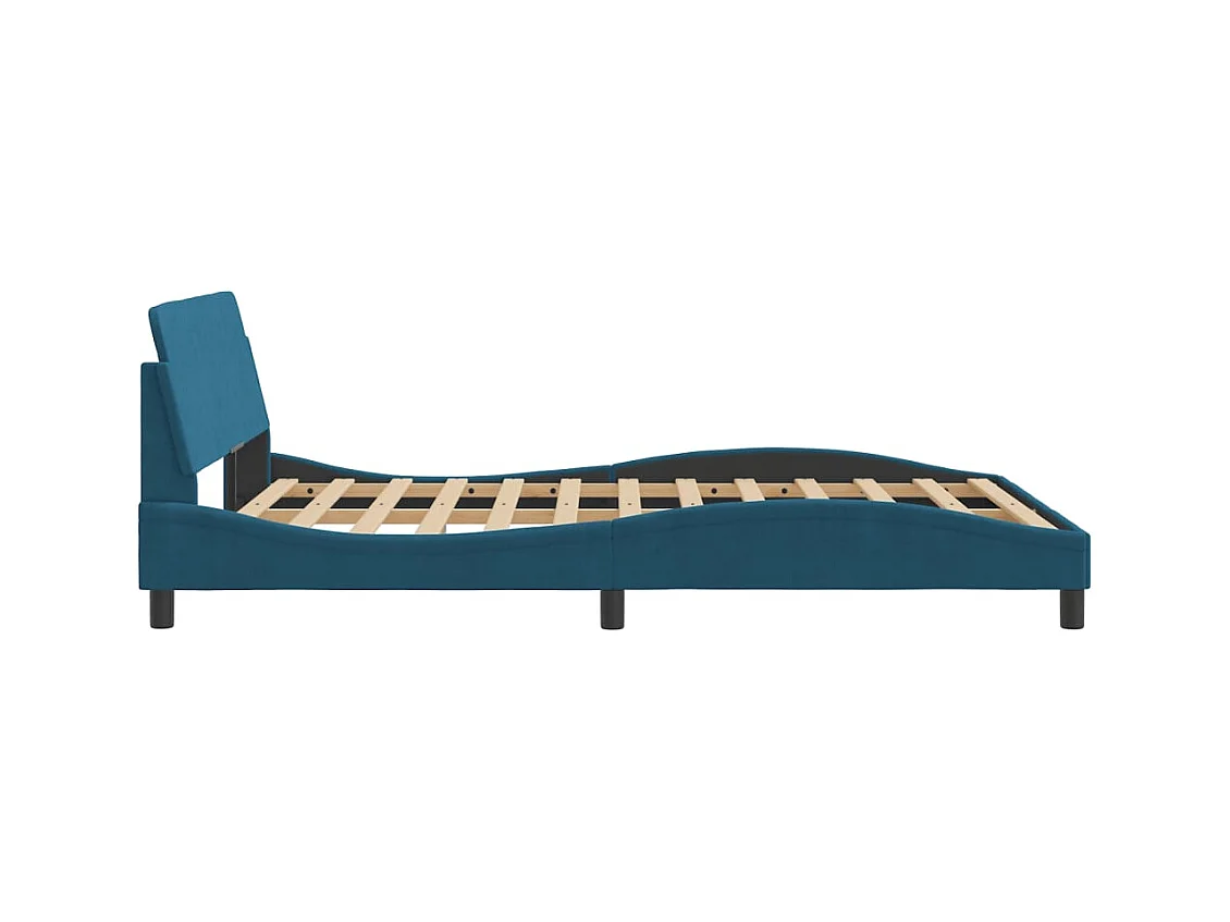 Lit double + tête de lit bleu 120x200 cm velours FR13191