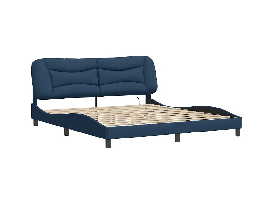 Lit double avec lumières LED bleu 180x200 cm tissu FR94868