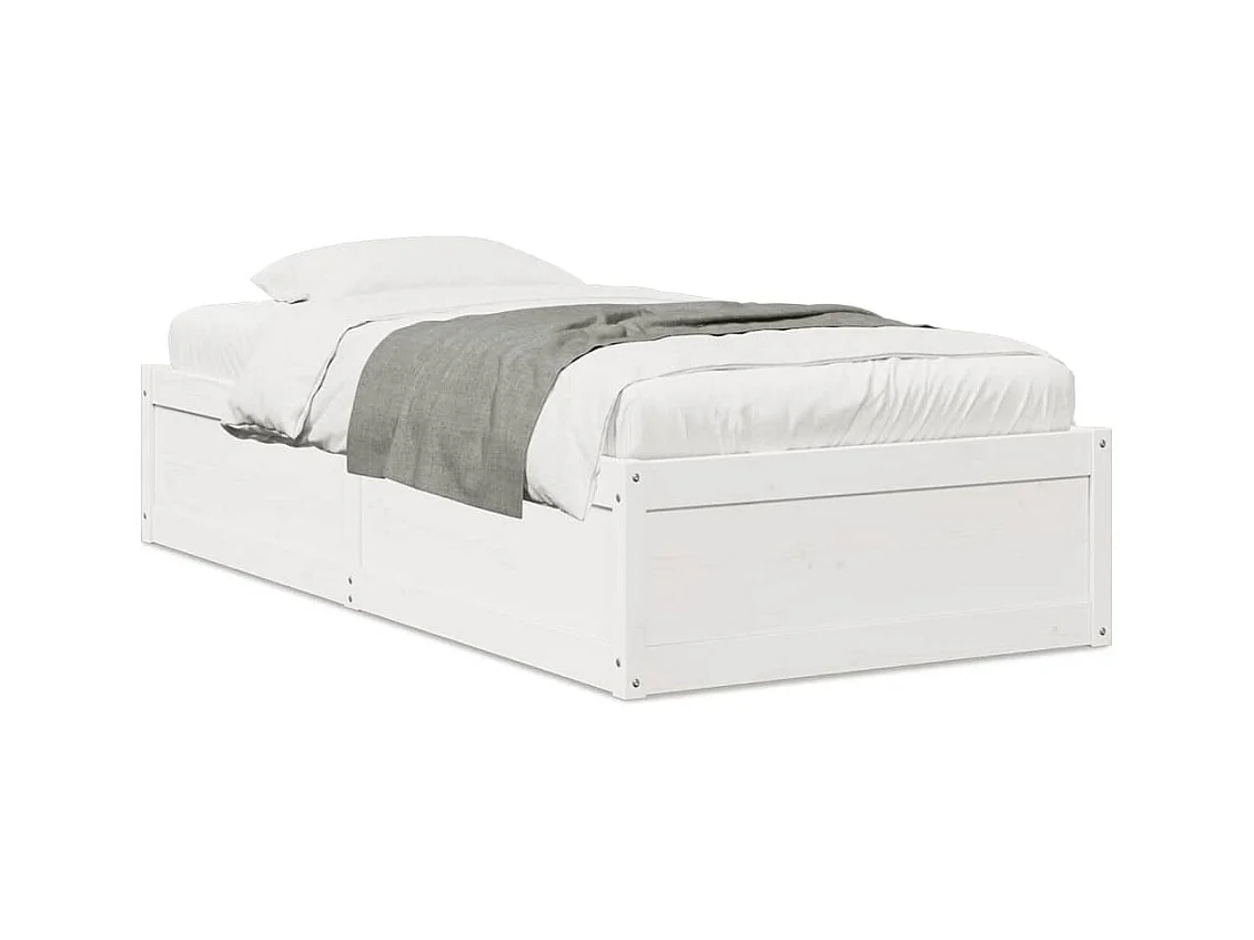 Lit simple Blanc 75x190 cm Bois de pin massif FR77552