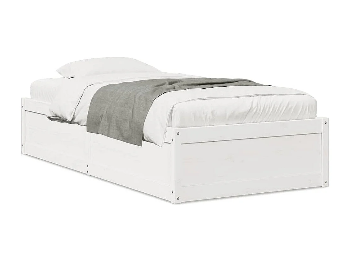 Cama 75x190 cm madeira de pinho maciça branco PT159124