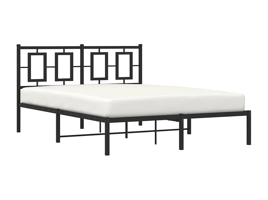 Lit double métal + tête de lit noir 135x190 cm FR34325