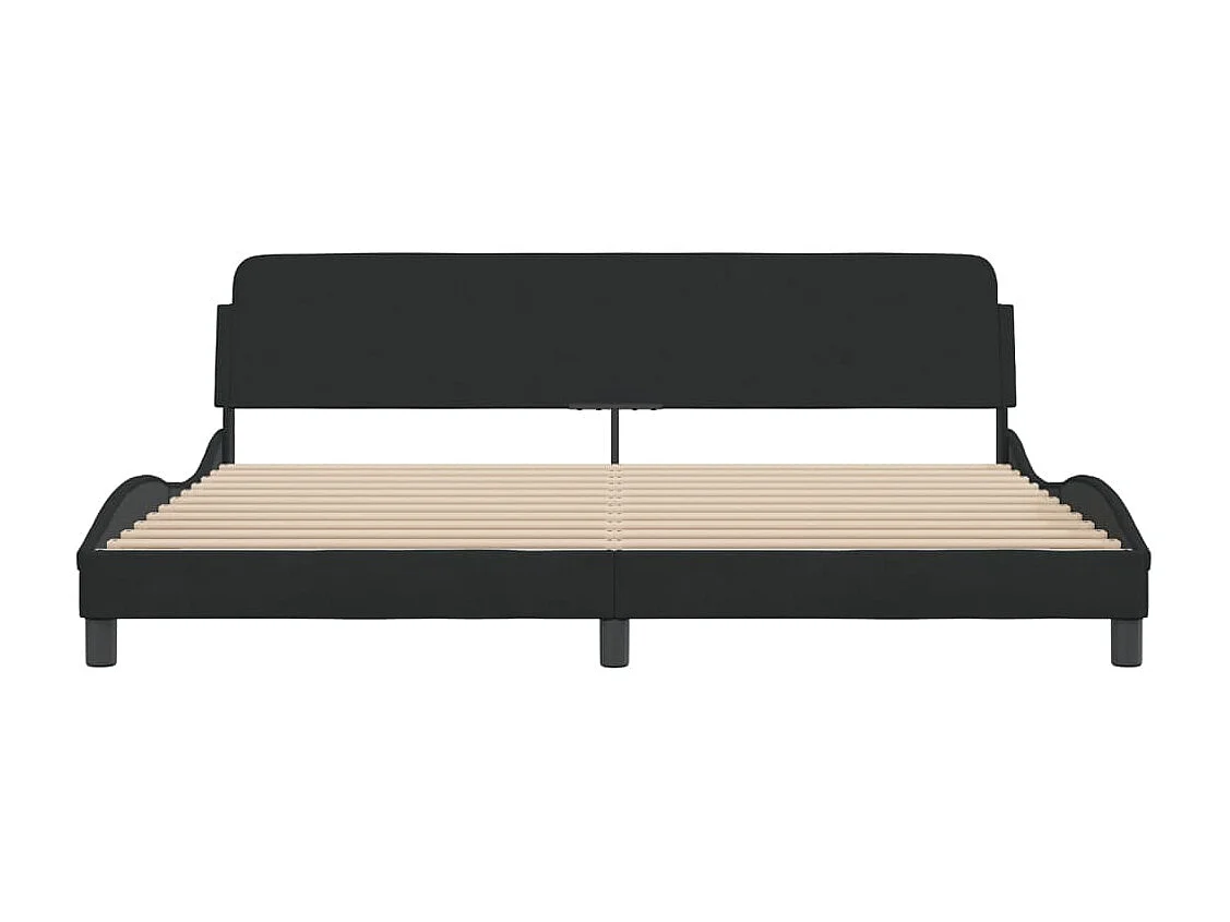 Cama matrimonial- 200x200 cm con cabecero de terciopelo negro ES221680