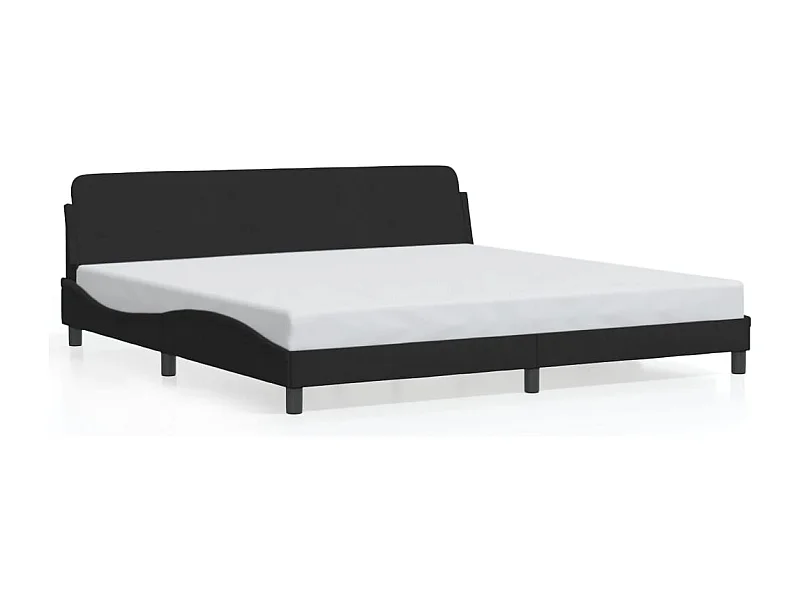 Cama matrimonial- 200x200 cm con cabecero de terciopelo negro ES221680