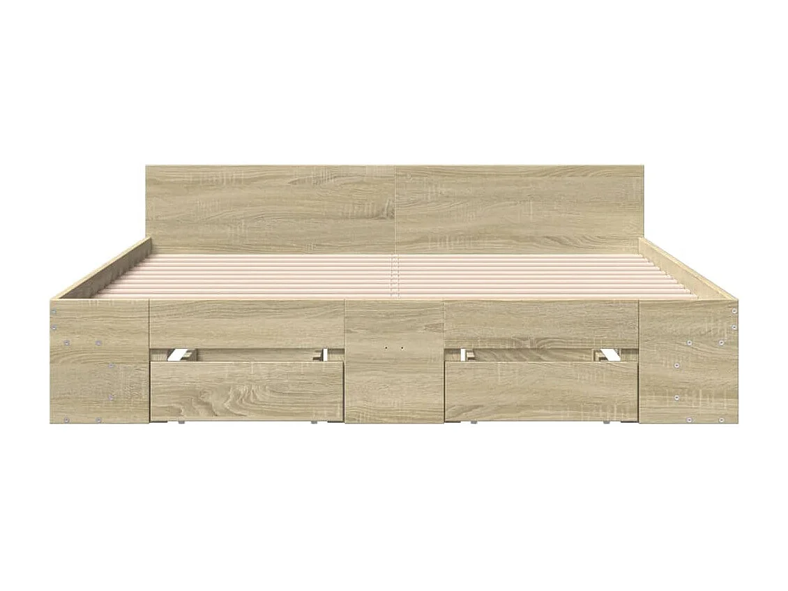 Lit double et tiroirs chêne sonoma 140x190 cm bois ingénierie FR71386
