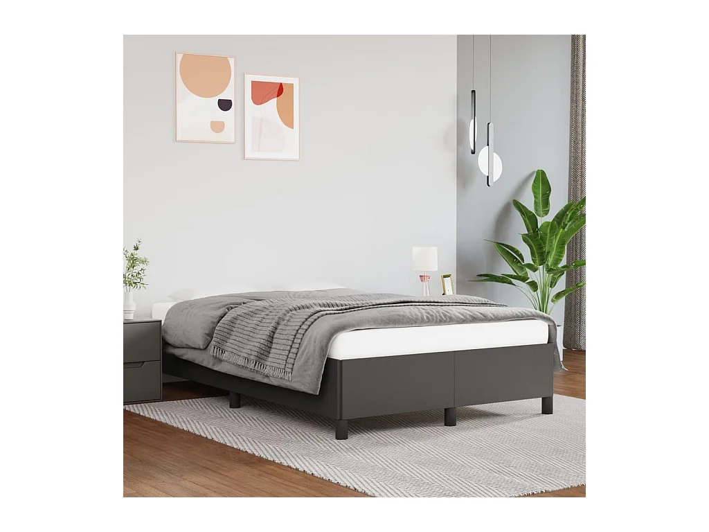 Cama 120x200 cm couro artificial cinzento PT106125