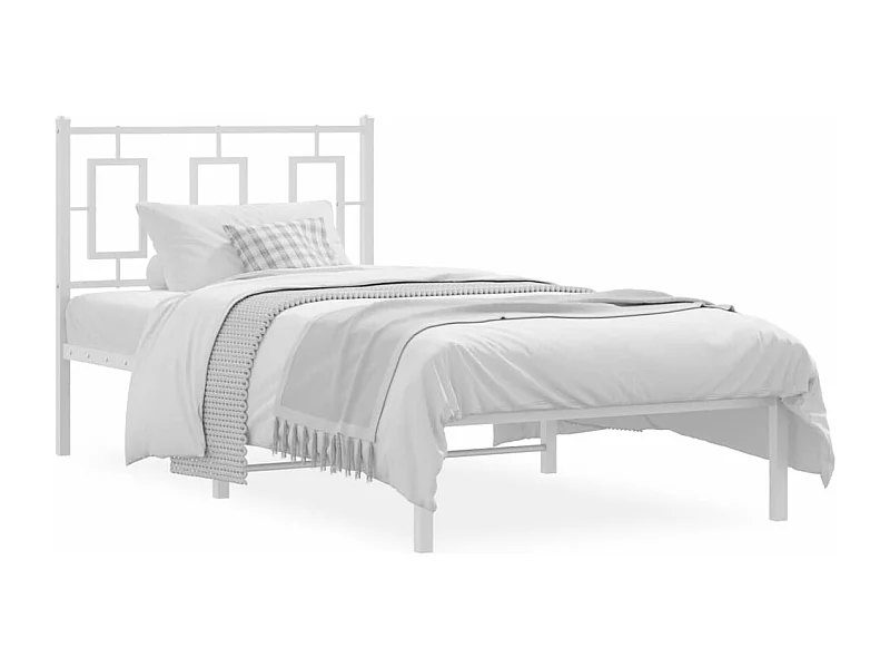Bedframe met hoofdbord metaal wit 90x200 cm BE875363