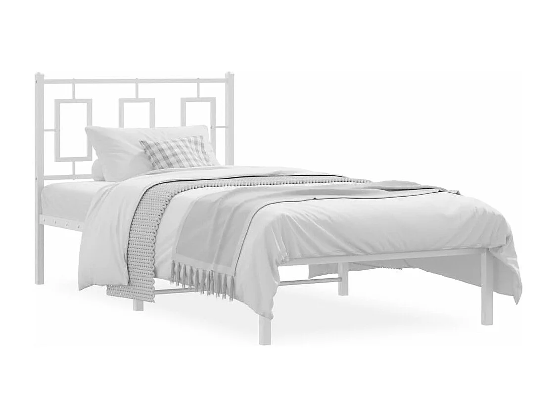 Bedframe met hoofdbord metaal wit 90x200 cm BE875363