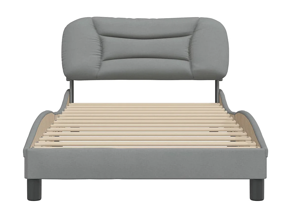 Bedframe met hoofdbord stof lichtgrijs 100x200 cm BE774786