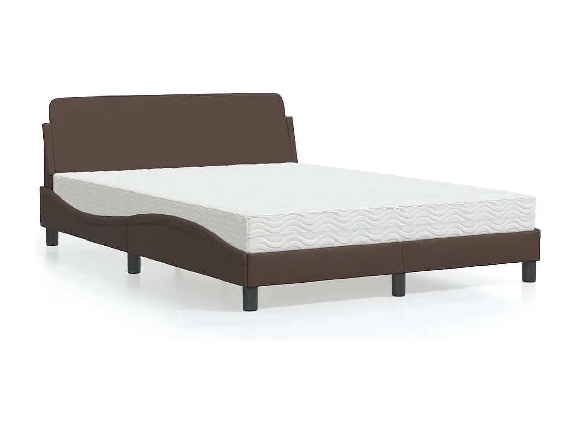 Cama com colchão 120x200 cm couro artificial castanho PT618374