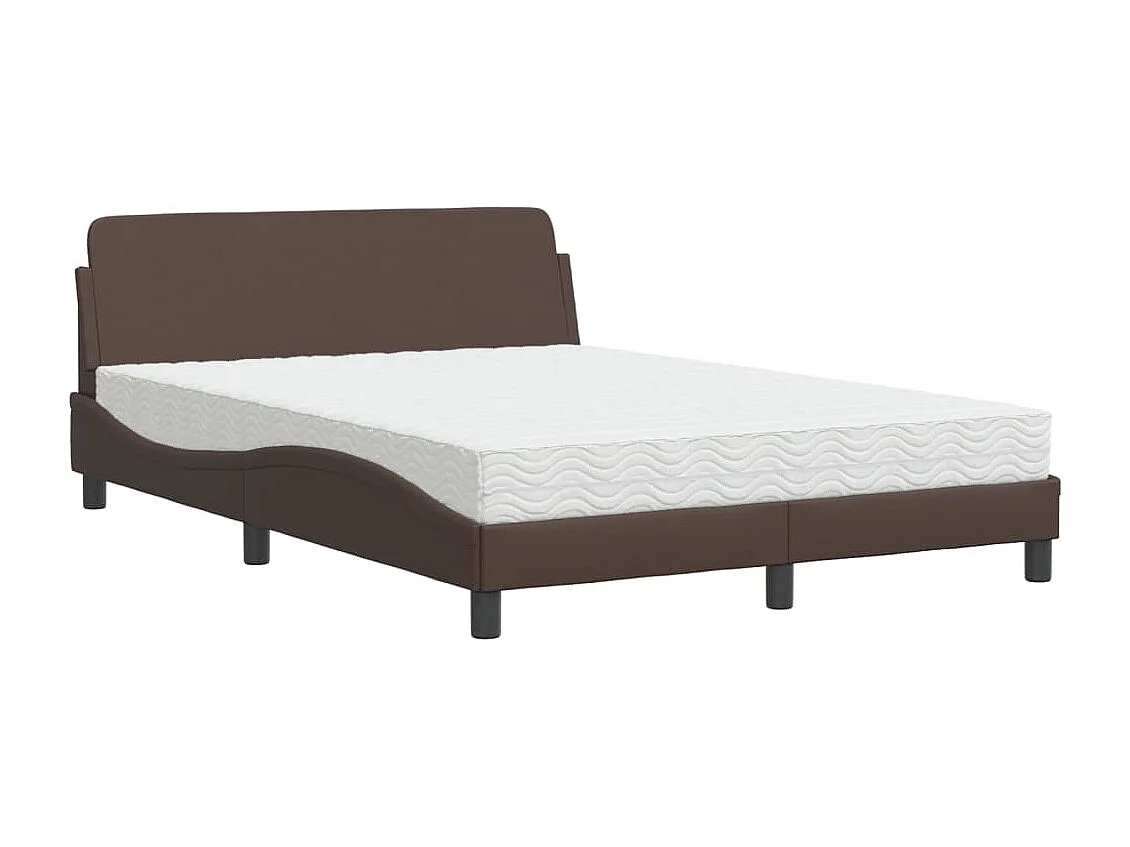 Cama com colchão 120x200 cm couro artificial castanho PT618374