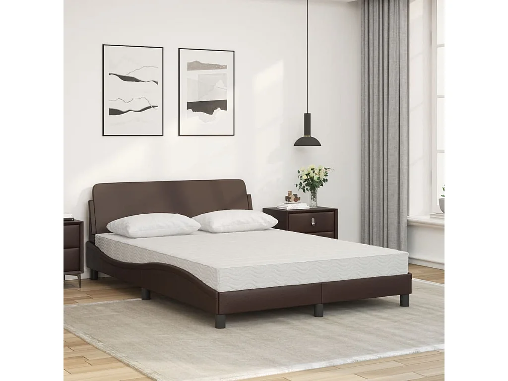 Cama com colchão 120x200 cm couro artificial castanho PT618374
