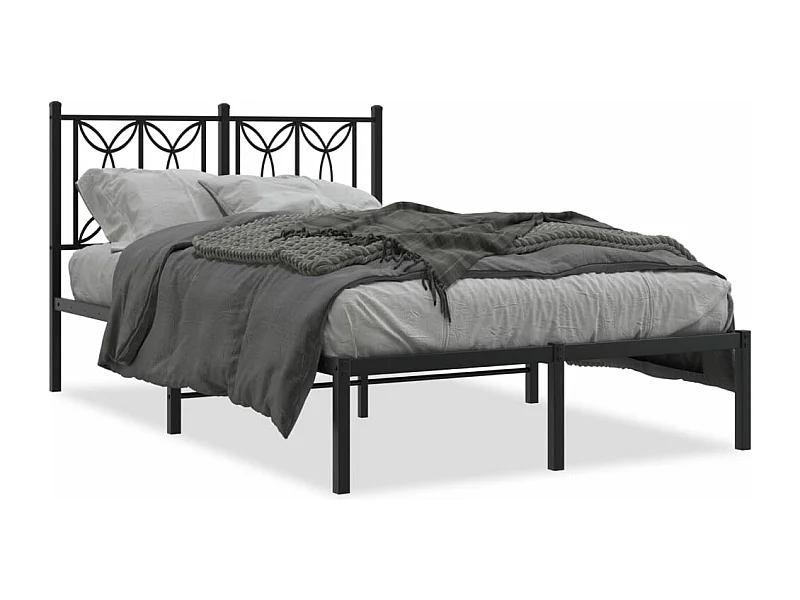 Cama com cabeceira 120x190 cm metal preto PT659619