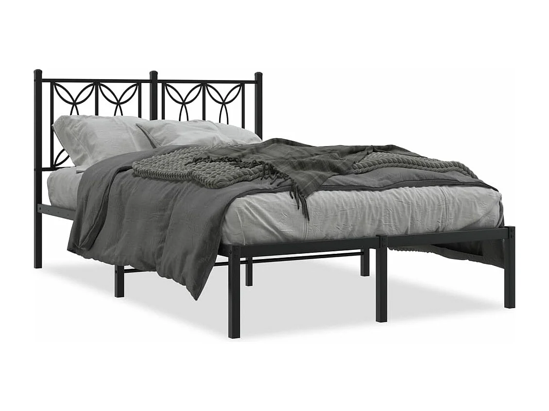 Cama com cabeceira 120x190 cm metal preto PT659619