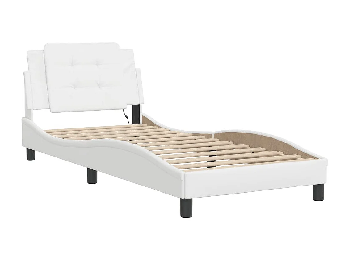 Lit simple avec lumières LED blanc 90x190 cm similicuir FR75981