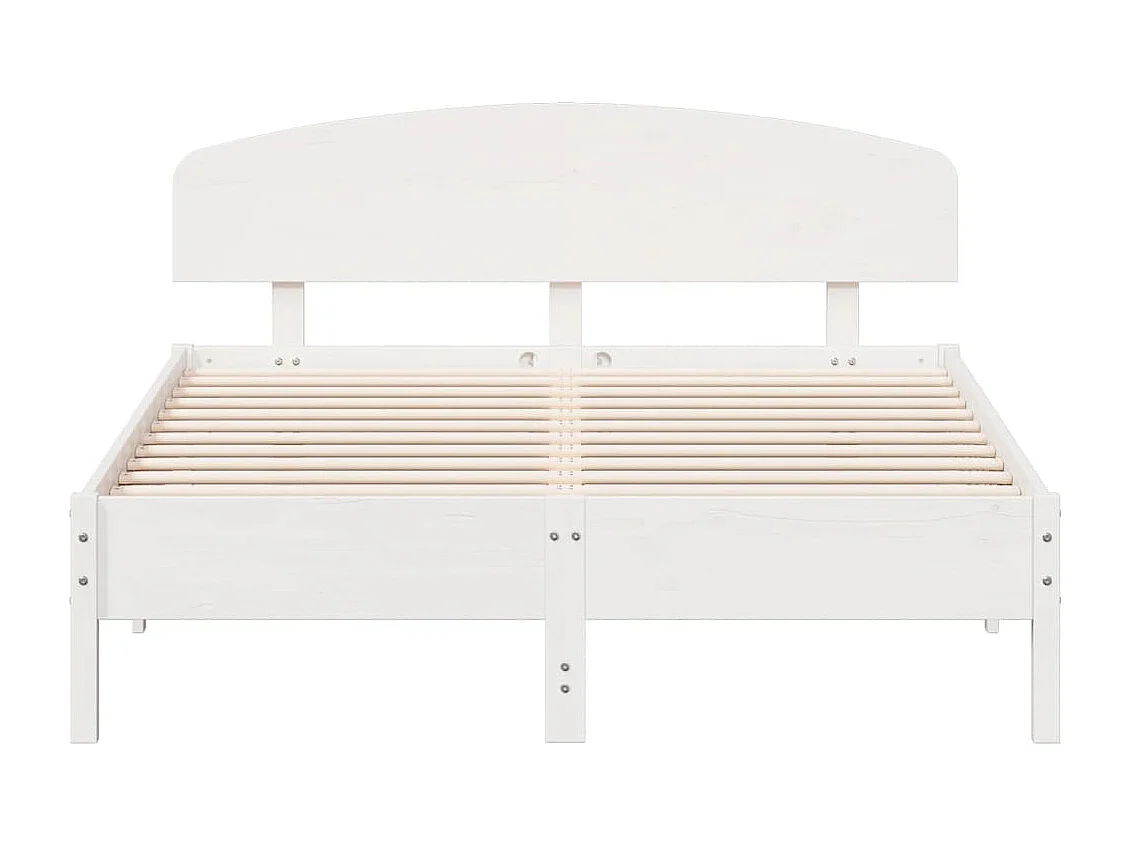 Lit double + tête de lit blanc 150x200 cm bois pin massif FR73769