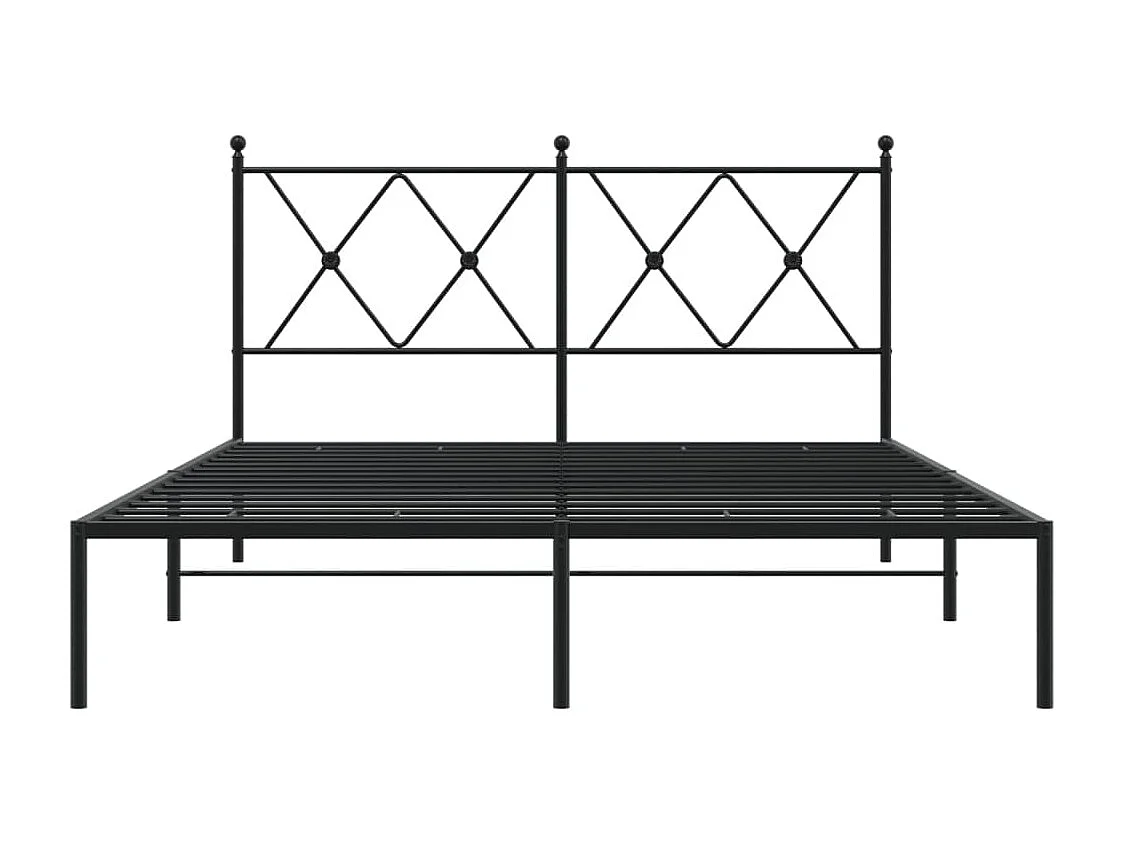 Lit double métal + tête de lit noir 135x190 cm FR87197