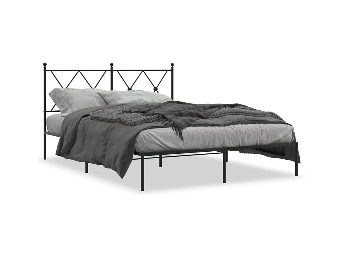 Cama matrimonial- 135x190 cm con cabecero metal negro ES507687