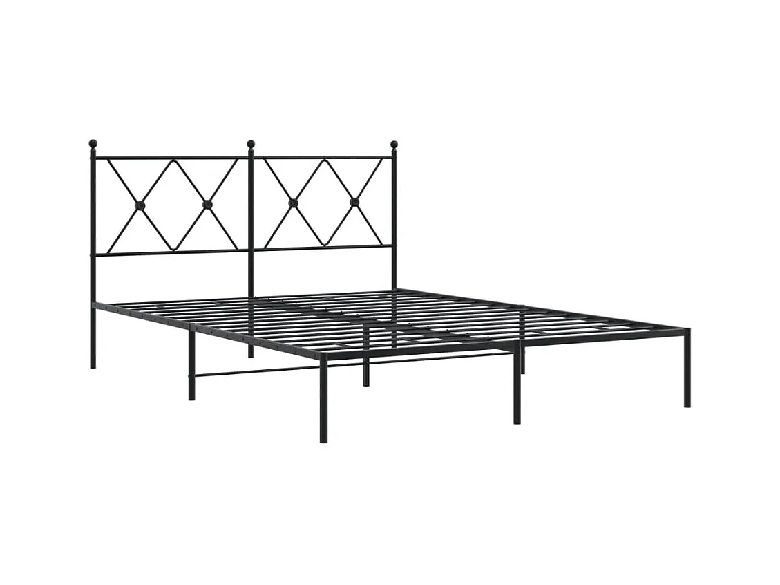 Cama matrimonial- 135x190 cm con cabecero metal negro ES507687