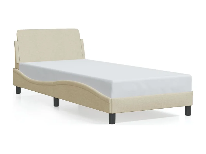 Bedframe met hoofdbord stof crèmekleurig 90x200 cm BE513985