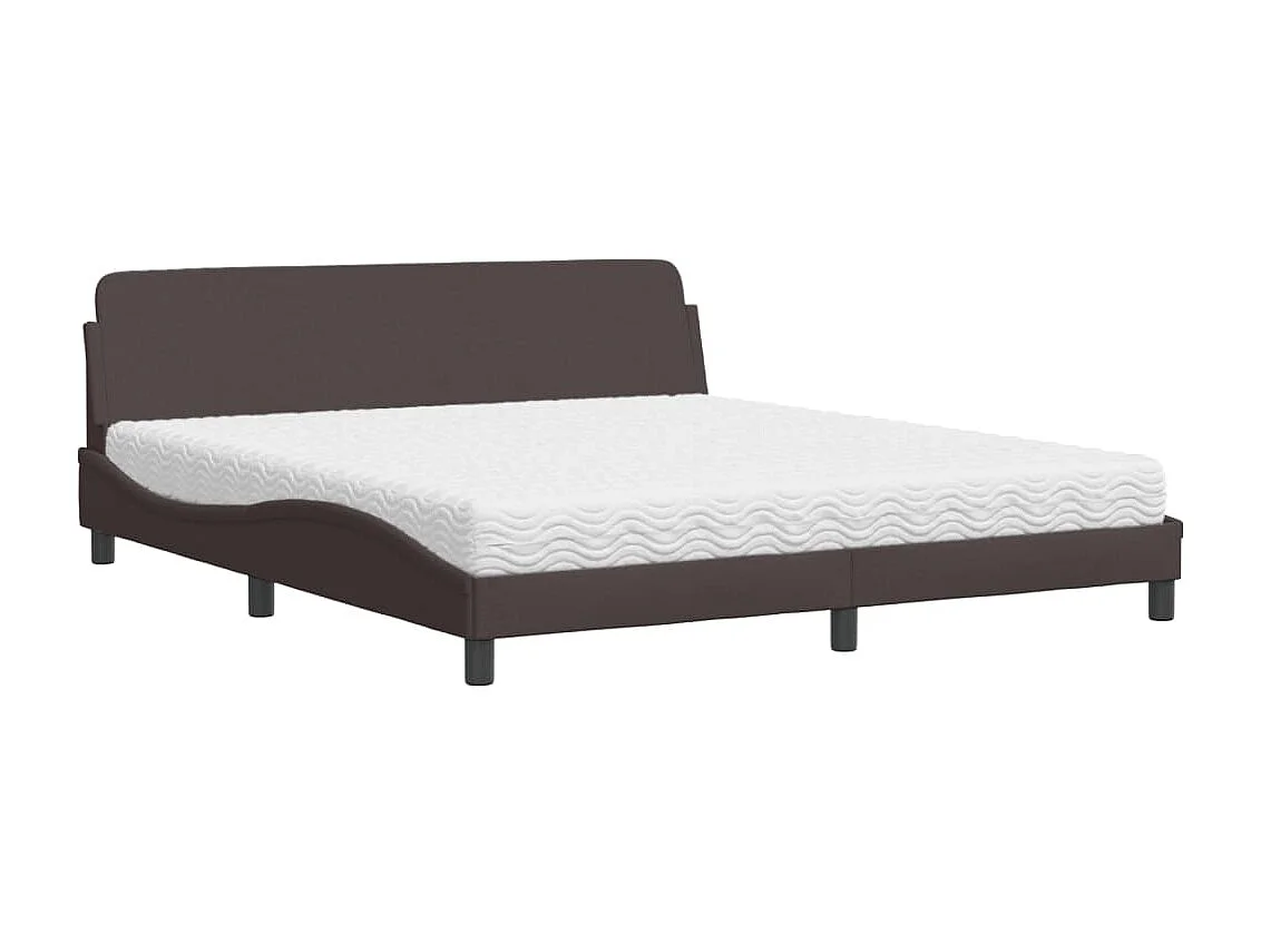 Lit adulte + matelas marron foncé 180x200 cm tissu FR92119