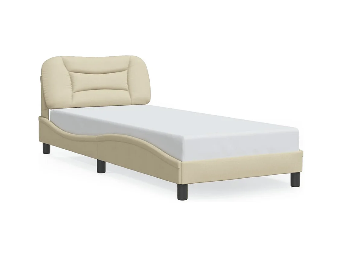 Lit simple avec lumières LED crème 90x200 cm tissu FR77898