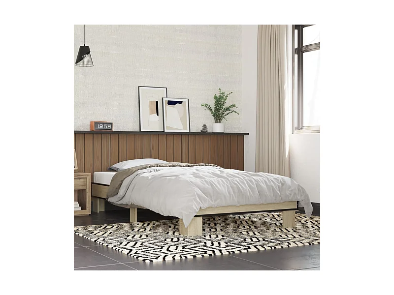Cama 75x190 cm - madera ingeniería metal roble Sonoma ES739356