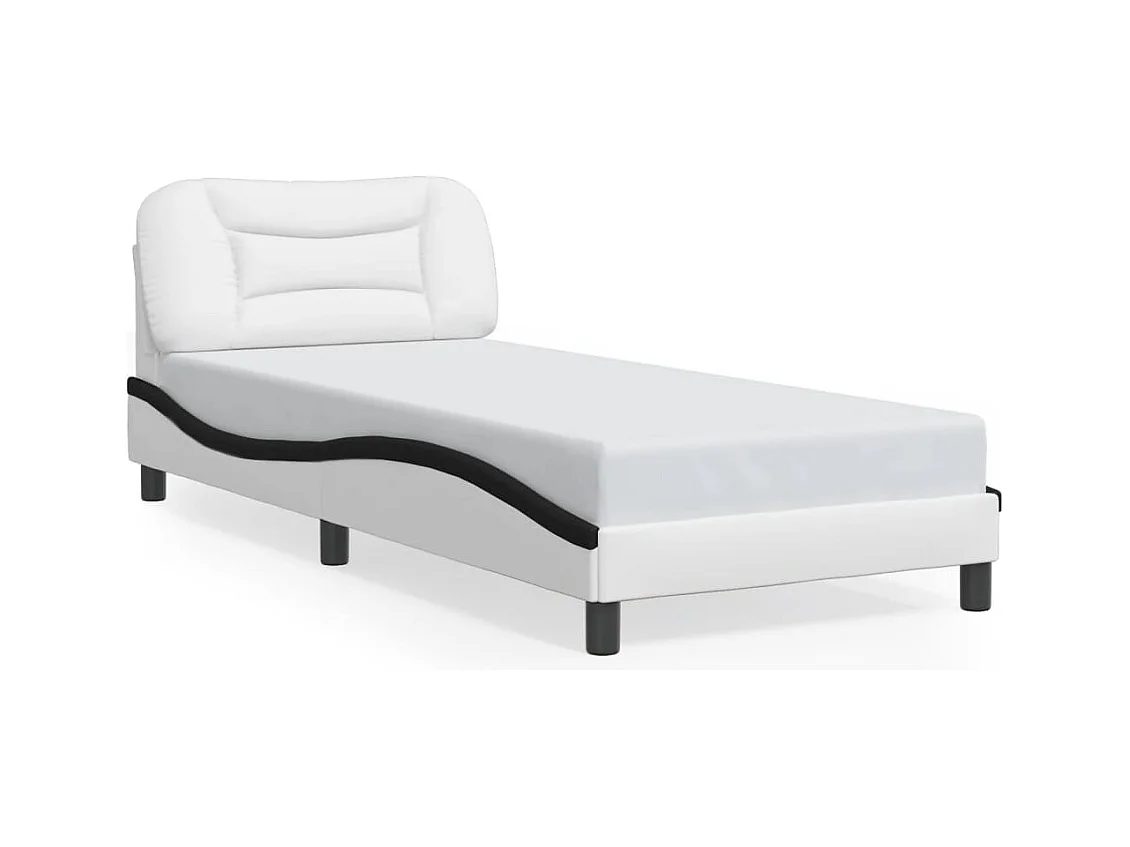 Lit simple avec lumières LED blanc noir 80x200 cm similicuir FR69212