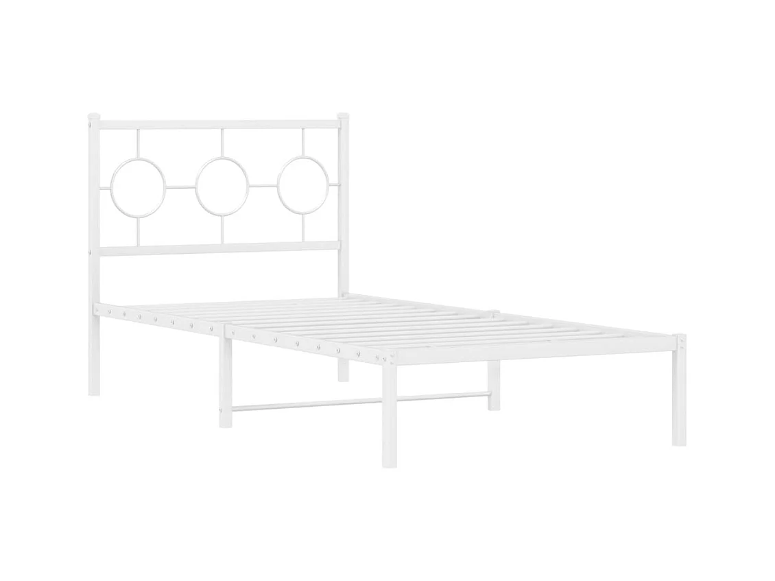 Cama individual- 90x190 cm de metal con cabecero blanco ES851992