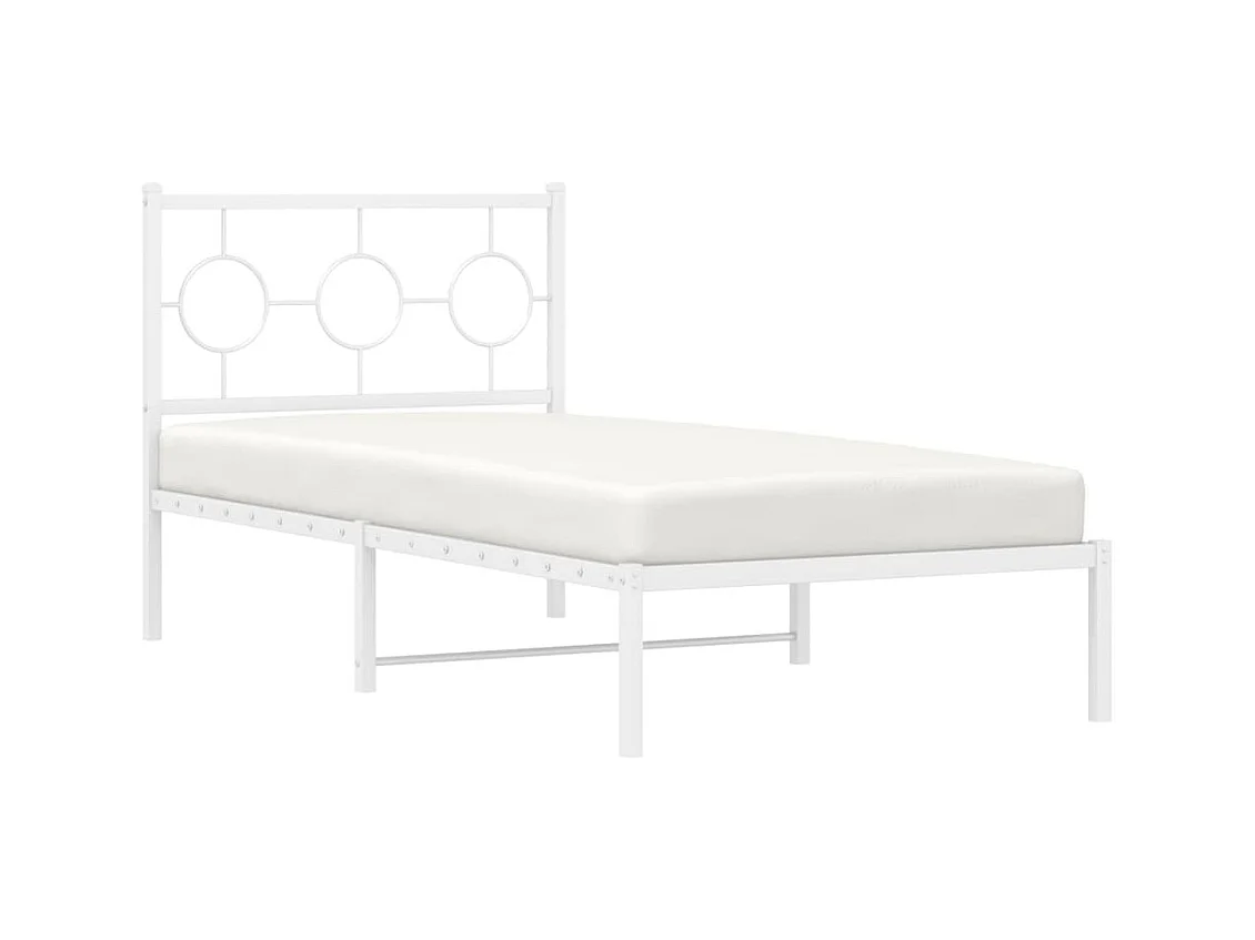 Cama individual- 90x190 cm de metal con cabecero blanco ES851992