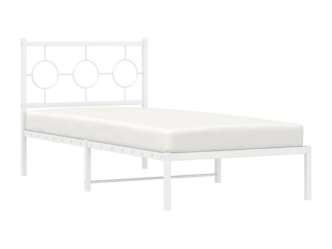 Lit simple métal + tête de lit blanc 90x190 cm FR42261