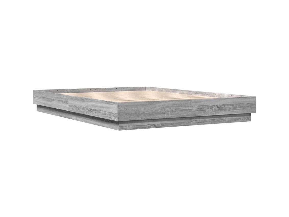 Lit double avec lumières LED sonoma gris 160x200 cm FR26554