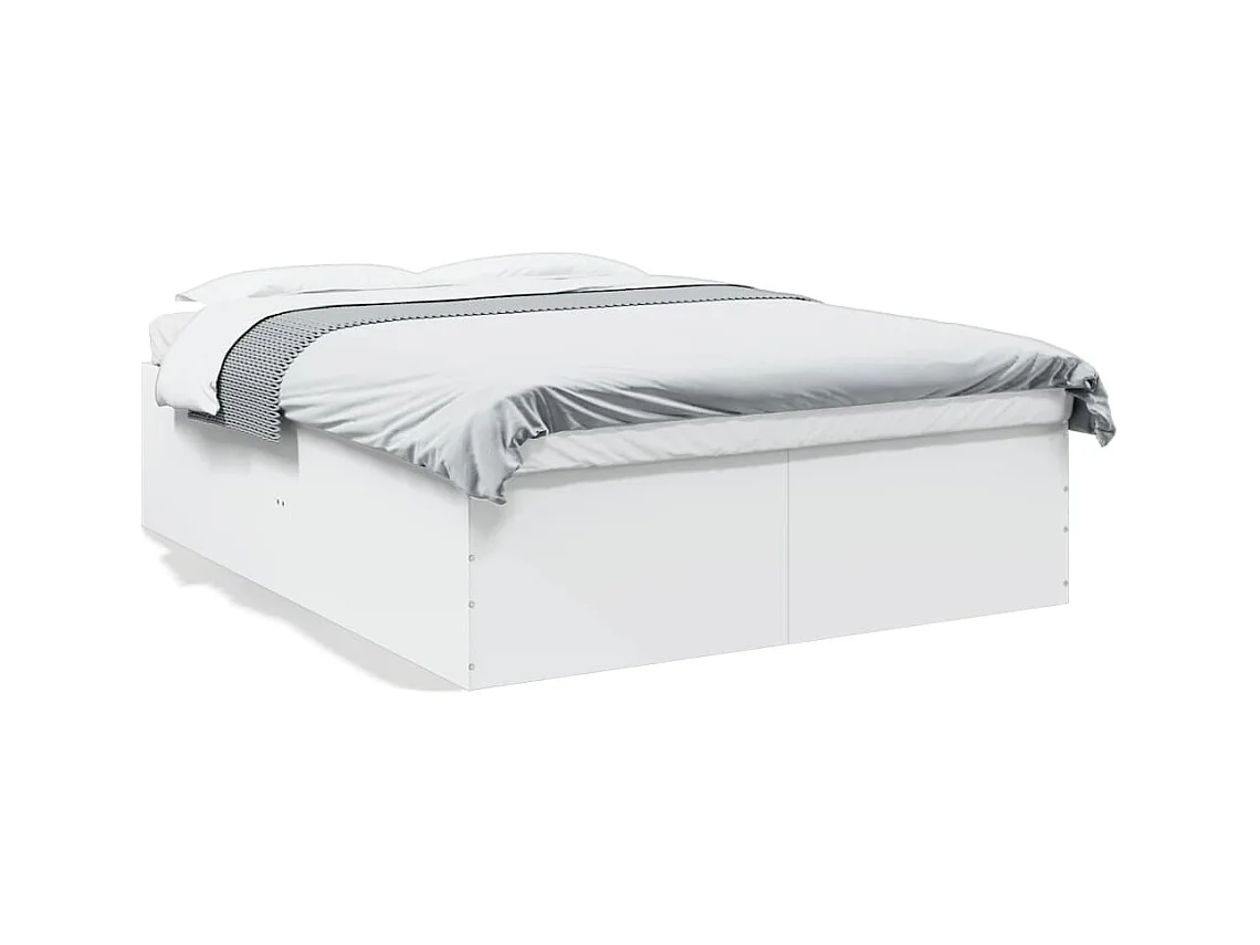 Lit double blanc 160x200 cm bois d'ingénierie FR76473