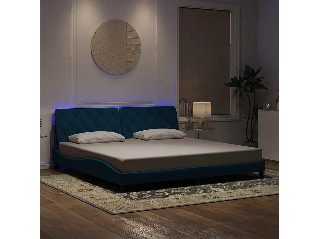 Bedframe met LED-verlichting fluweel blauw 200x200 cm BE349882