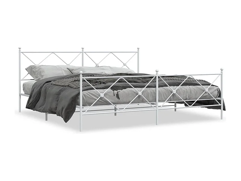 Bedframe met hoofd- en voeteneinde metaal wit 193x203 cm BE727972