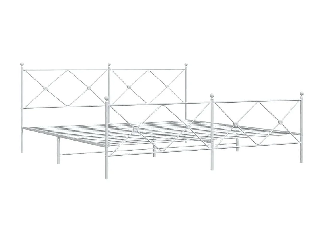 Lit double métal + tête de lit/pied de lit blanc 193x203cm FR87608