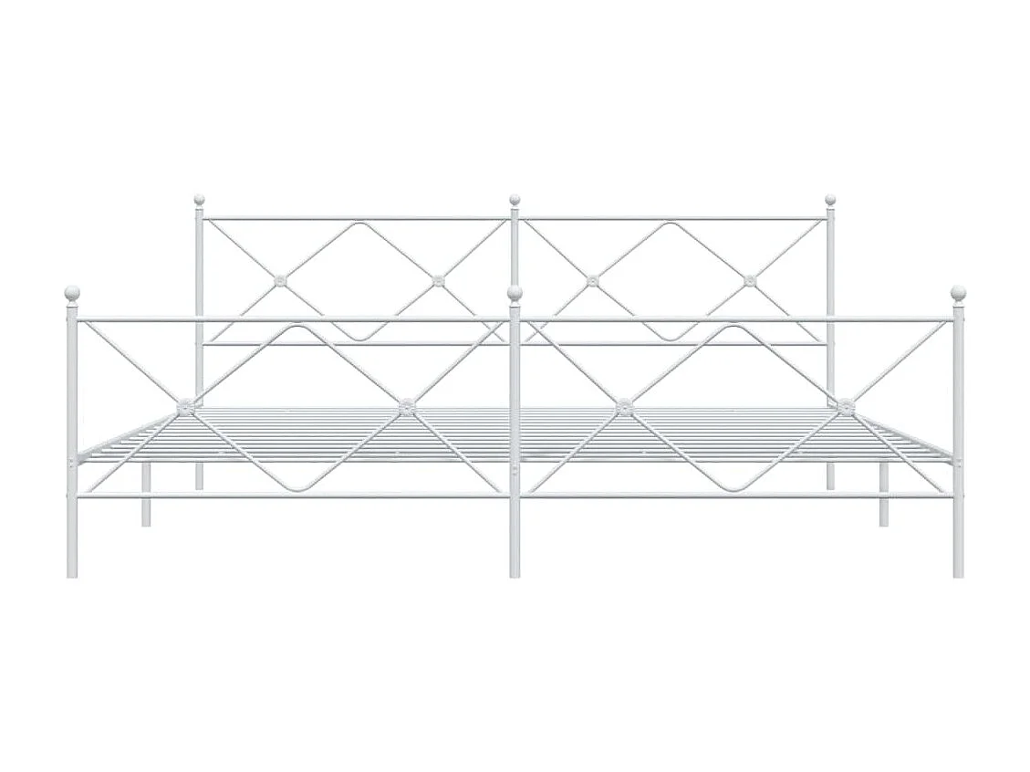 Cama com cabeceira e pés 193x203 cm metal branco PT186559