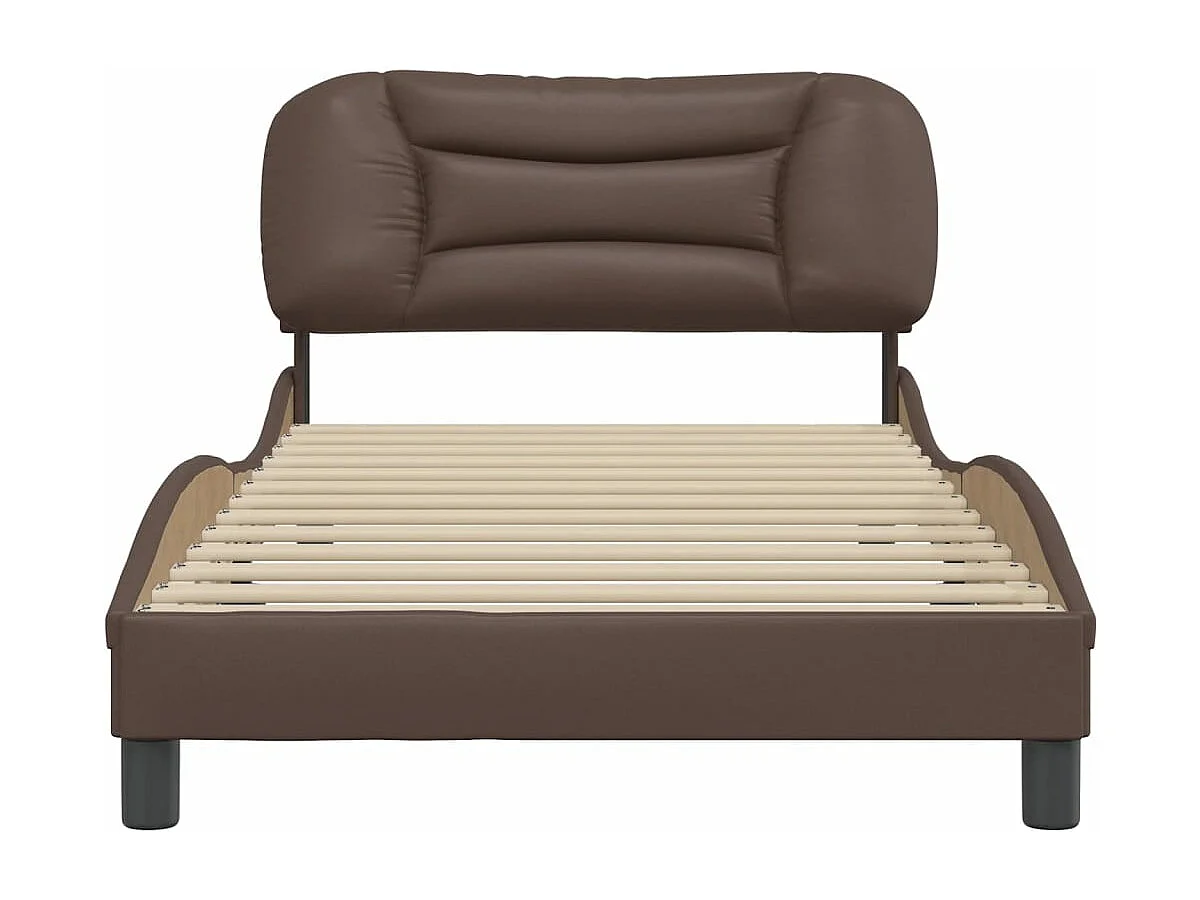 Lit simple + tête de lit Marron 100x200 cm Similicuir FR80258